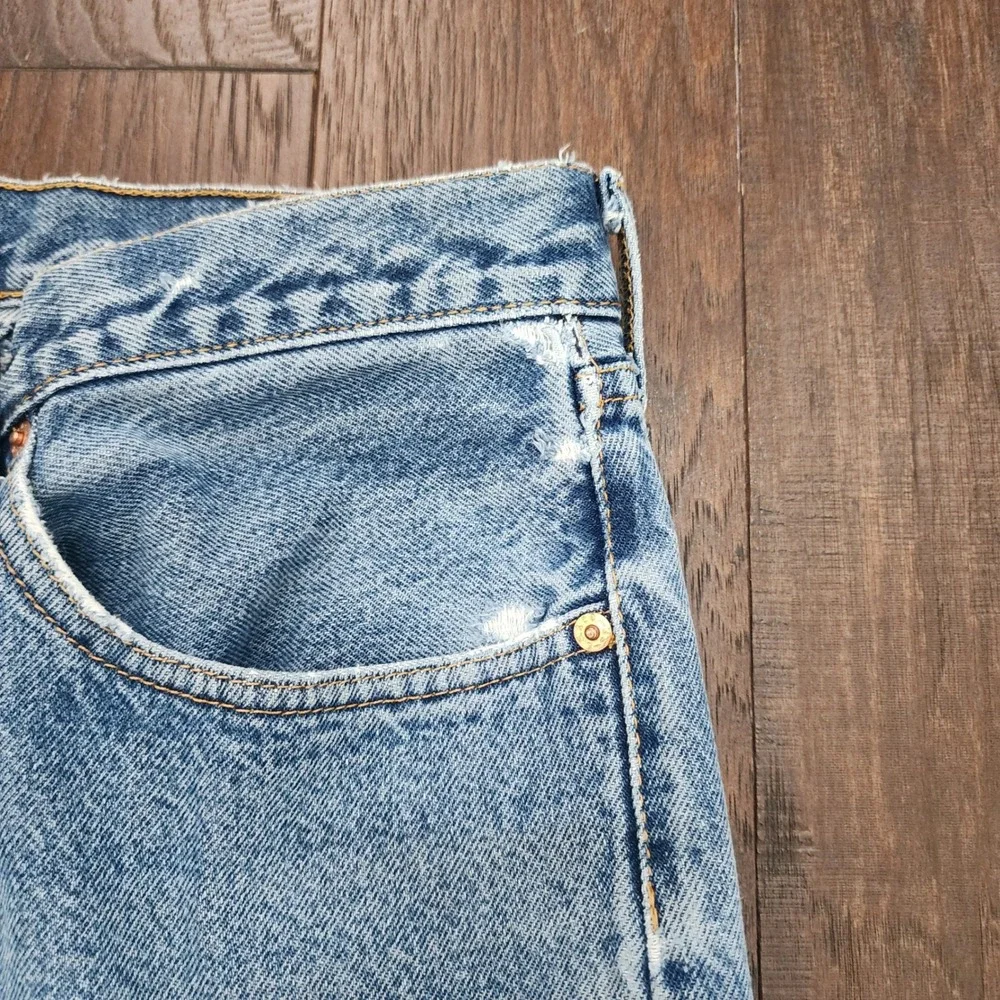 Levi 505 Regular Fit Jeans Light Wash Blue Straight Leg Denim Mens 34x30